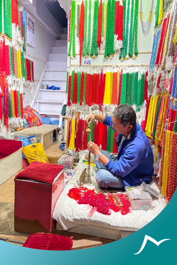 Glimpses of Tradition: The Timeless Beauty of Glass Beads and Pote Craftsmanship in Nepal Pote shop in Thamel